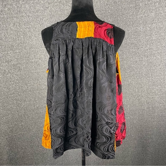 Kantha Bae Women’s OS Boho Hippie Open Tie Front Sleeveless Vest Slouchy Blouse - Picture 6 of 9